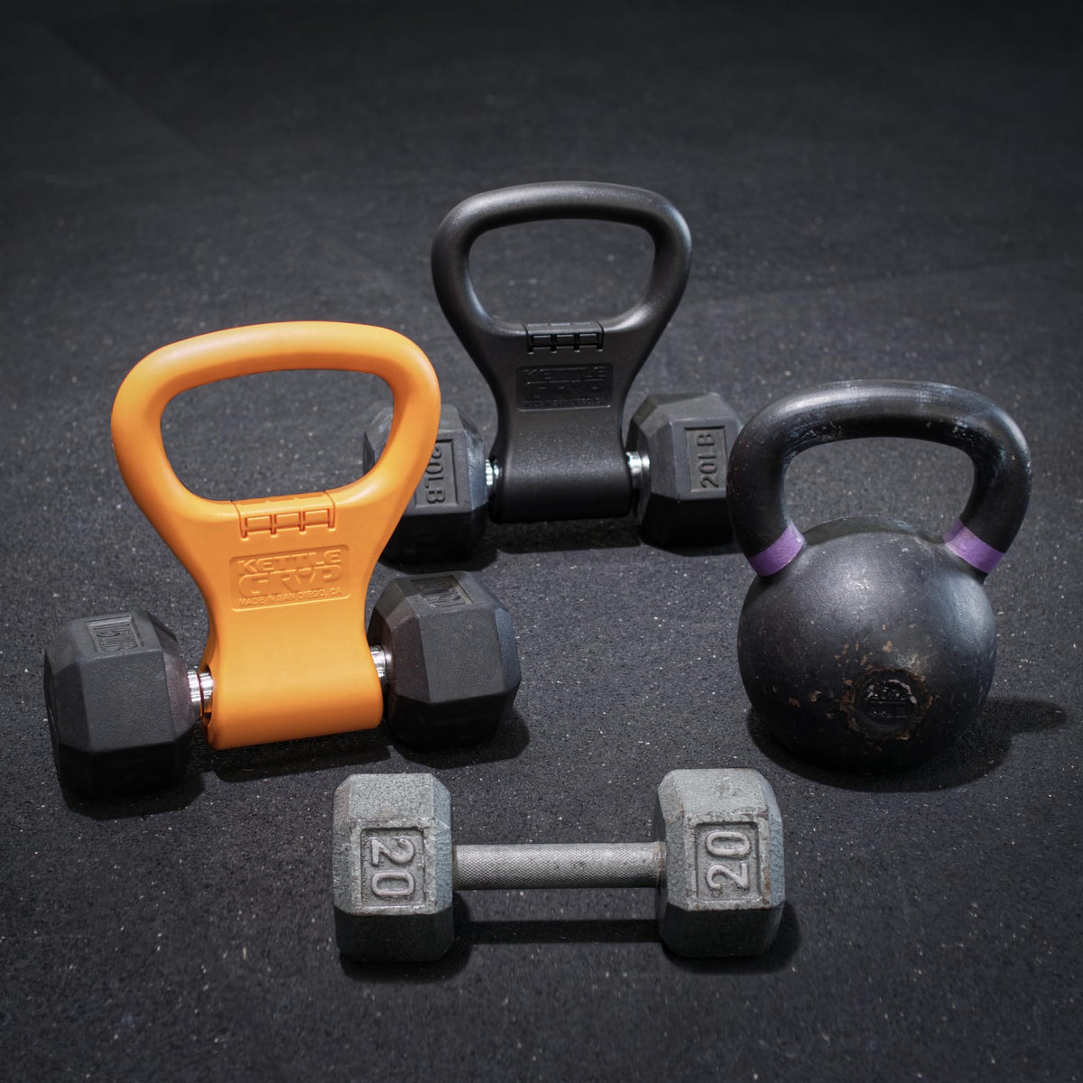 KETTLE GRYP Dumbbell to Kettlebell Grip Converter Handle Made in USA Orange