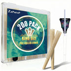 200 PACK Cones Rolling Paper | King Size | 108mm | Pre Rolled Cones with Paper Loader and Packing Sticks