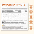 VEV Corefeel Vitamin D3 K2 10,000 IU, 200 mcg MK-7, 300 Coconut Oil Softgels