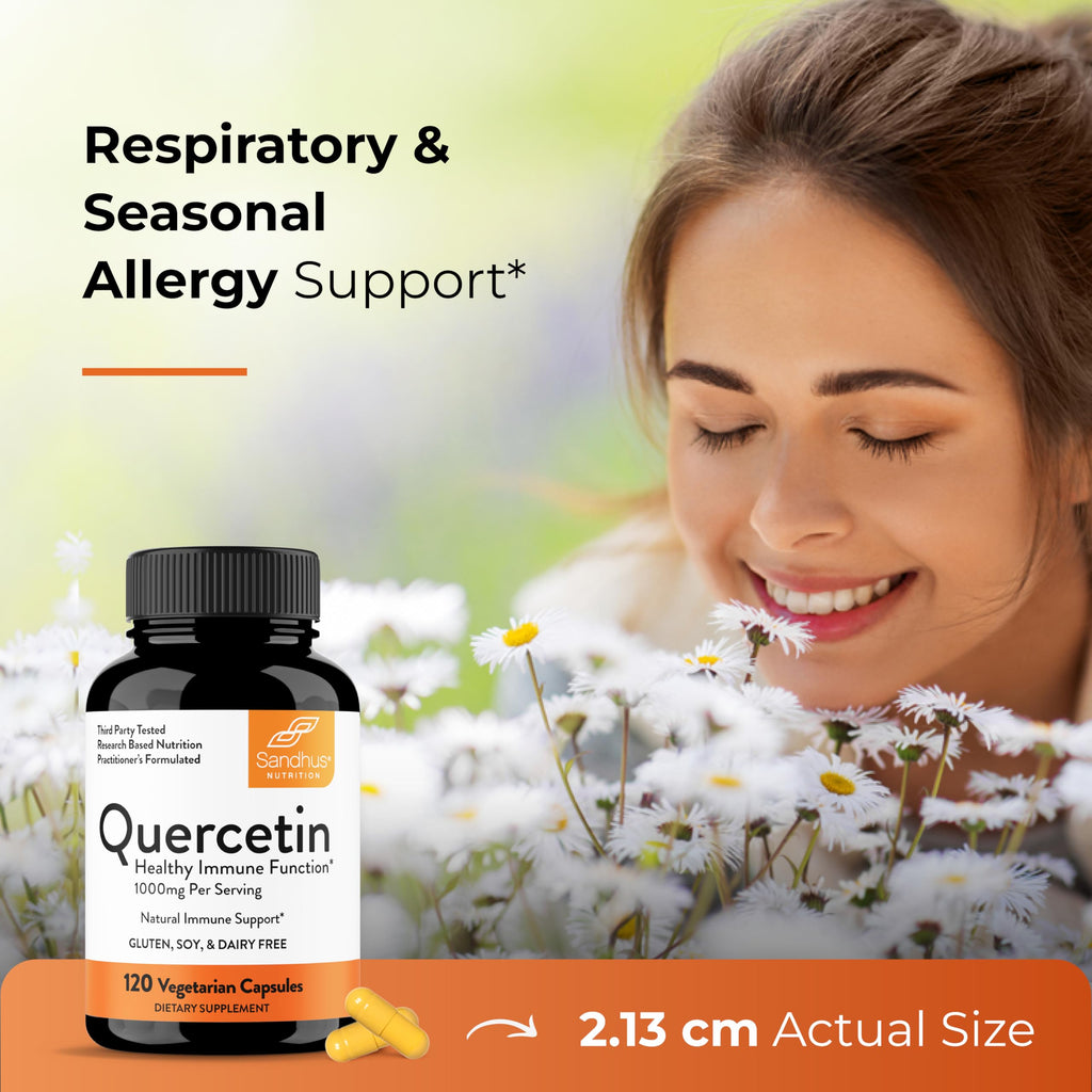 Sandhu's Quercetin 500mg Capsules 1000mg Per Serving 240 Ct Vegetarian | Immune Support Quercitin Supplements Gluten-Free Antioxidant For Circulatory Health 120 Servings By Sandhu's