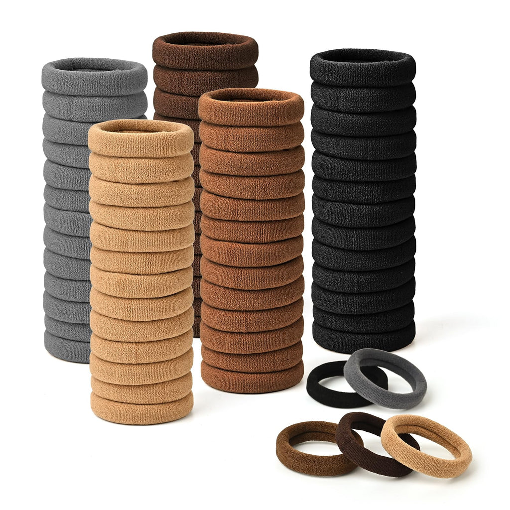 50PCS Hair Ties for Thick Hair, Seamless Cotton Ponytail Holders | Hair ties for Thick Hair, No Damage (Neutral Colors) Hair Accessories