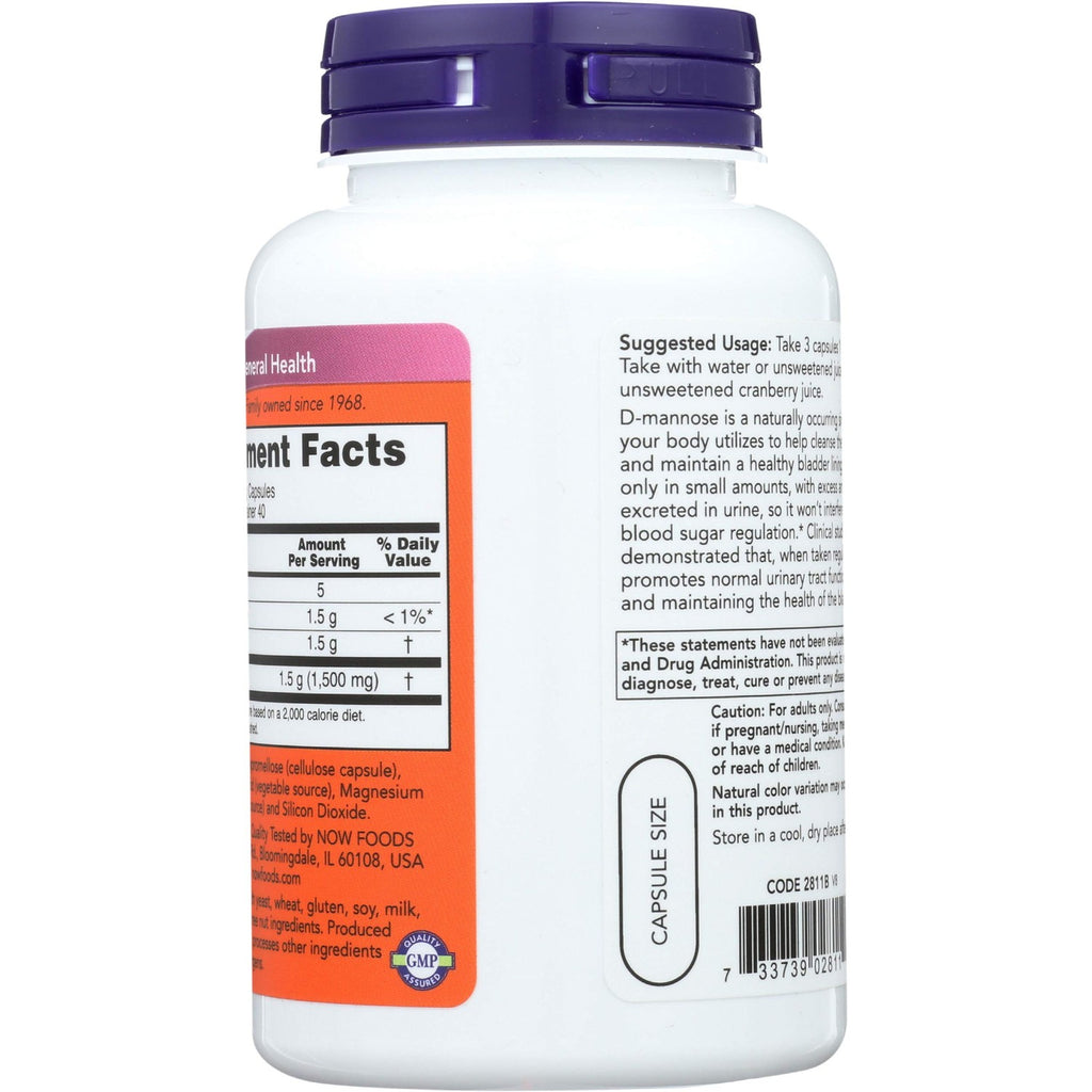 Now Foods D-Mannose, 120 Caps 500 mg (Pack of 3)