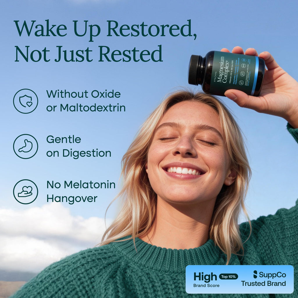 High Absorption Magnesium Glycinate Complex 500mg, 7-in-1 with Vegan D3 | Oxide-free and filler-free, 7 bioavailable forms including glycinate, citrate & malate for sleep, cramps & stress, vegan, USA