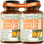 Quercetin with Bromelain Turmeric Curcumin Supplement – Triple Action: Allergy Relief, Inflammation and Joint Support with Organic Tumeric + Bioperine for Max Absorption – 60 Quercetin 500mg Capsules