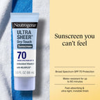 Neutrogena Ultra Sheer Dry Touch Sunscreen Lotion, SPF 70, 3 fl. oz | Broad Spectrum for UVA/UVB Protection, Lightweight, Water-Resistant up to 80 Minutes, Oxybenzone-Free