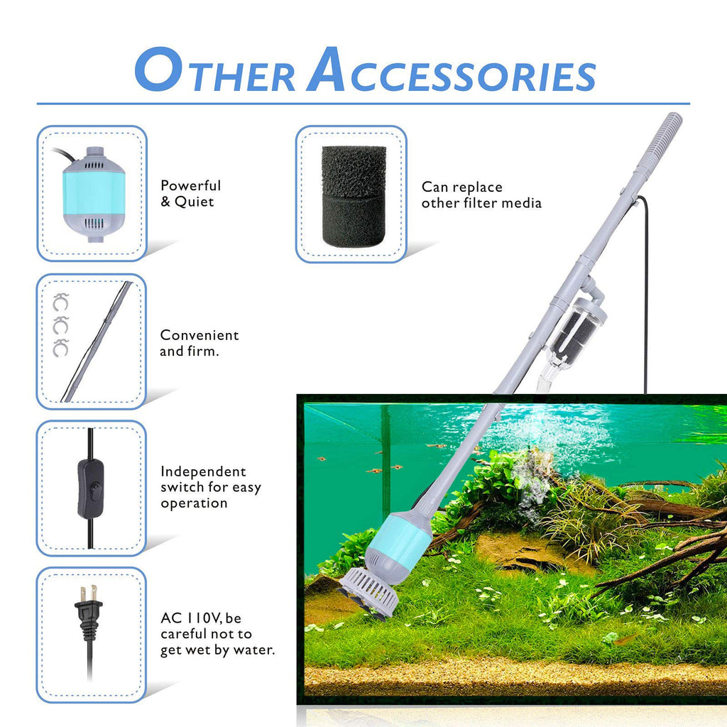 hygger 360GPH Electric Aquarium Gravel Cleaner, 5 in 1 Automatic Fish Tank Cleaning Tool Set Vacuum Water Changer Sand Washer Filter Siphon Adjustable Length 15W