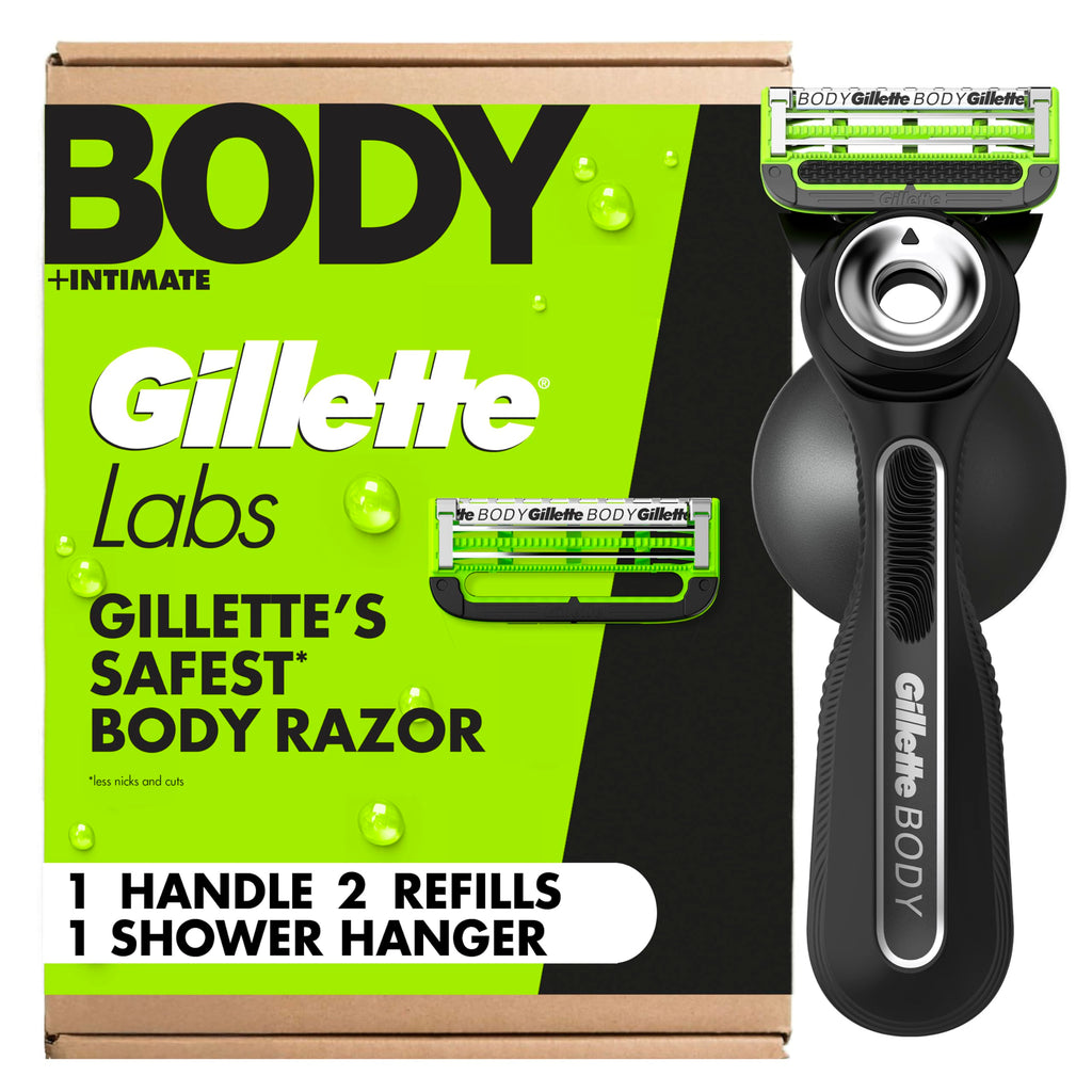 Gillette Labs Body + Intimate Razor For Men, Handle + 4 Blade Refills, Travel Cover