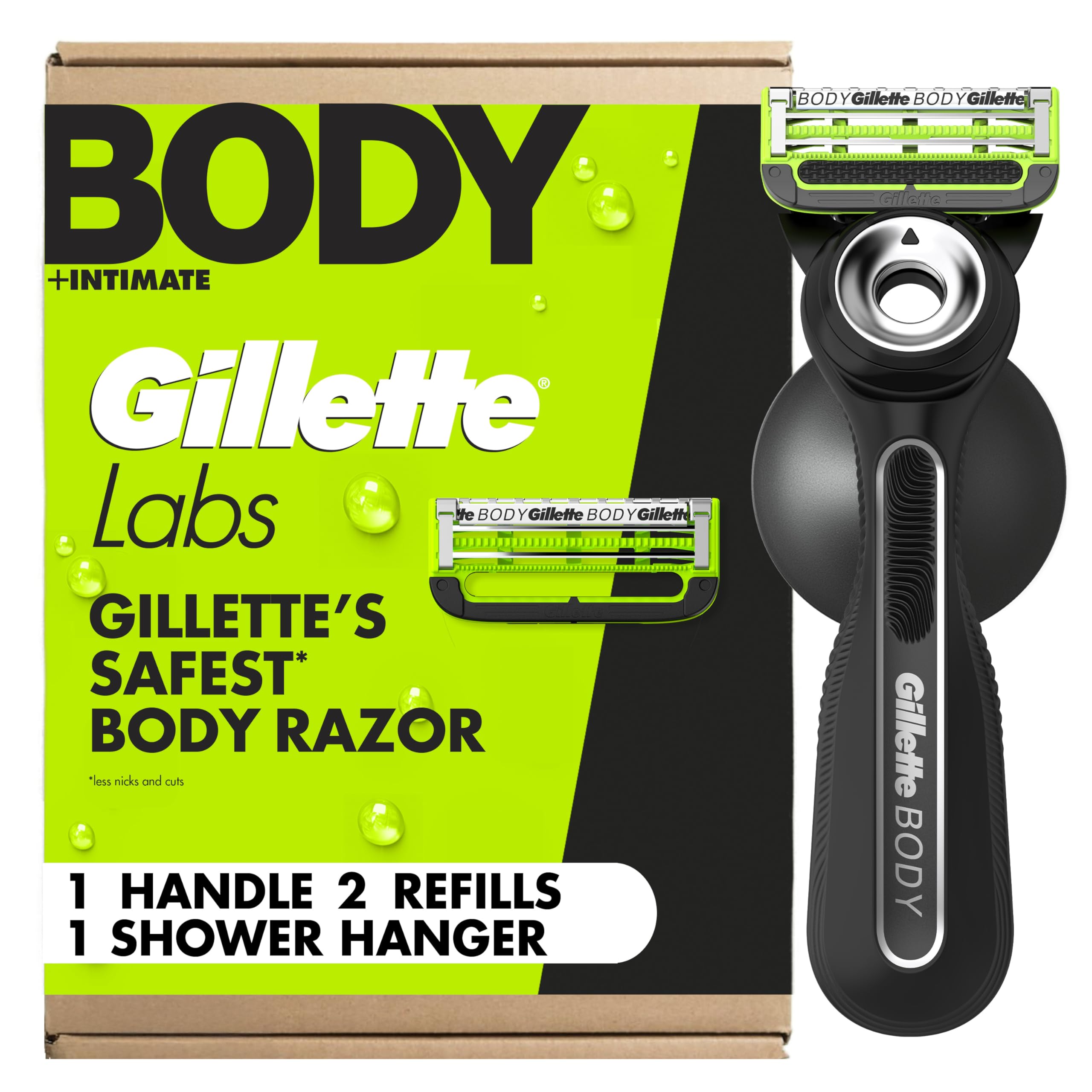Gillette Labs Body + Intimate Razor For Men, Handle + 4 Blade Refills, Travel Cover