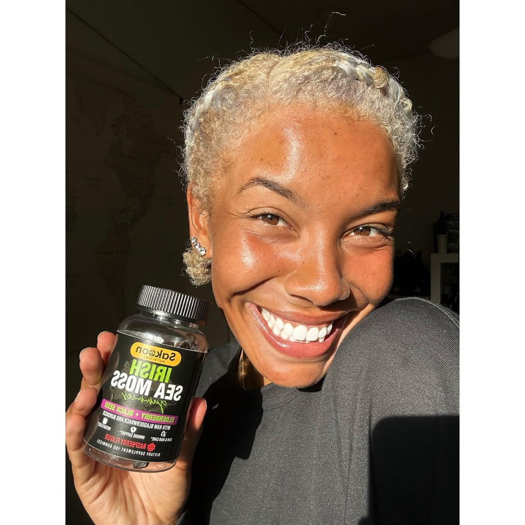 Sakoon nutrition Wildcrafted Irish Sea Moss Gummies with Bladderwrack, Burdock Root, Elderberry & Black Seed Oil – Vegan, Non-GMO – 60 Gummies