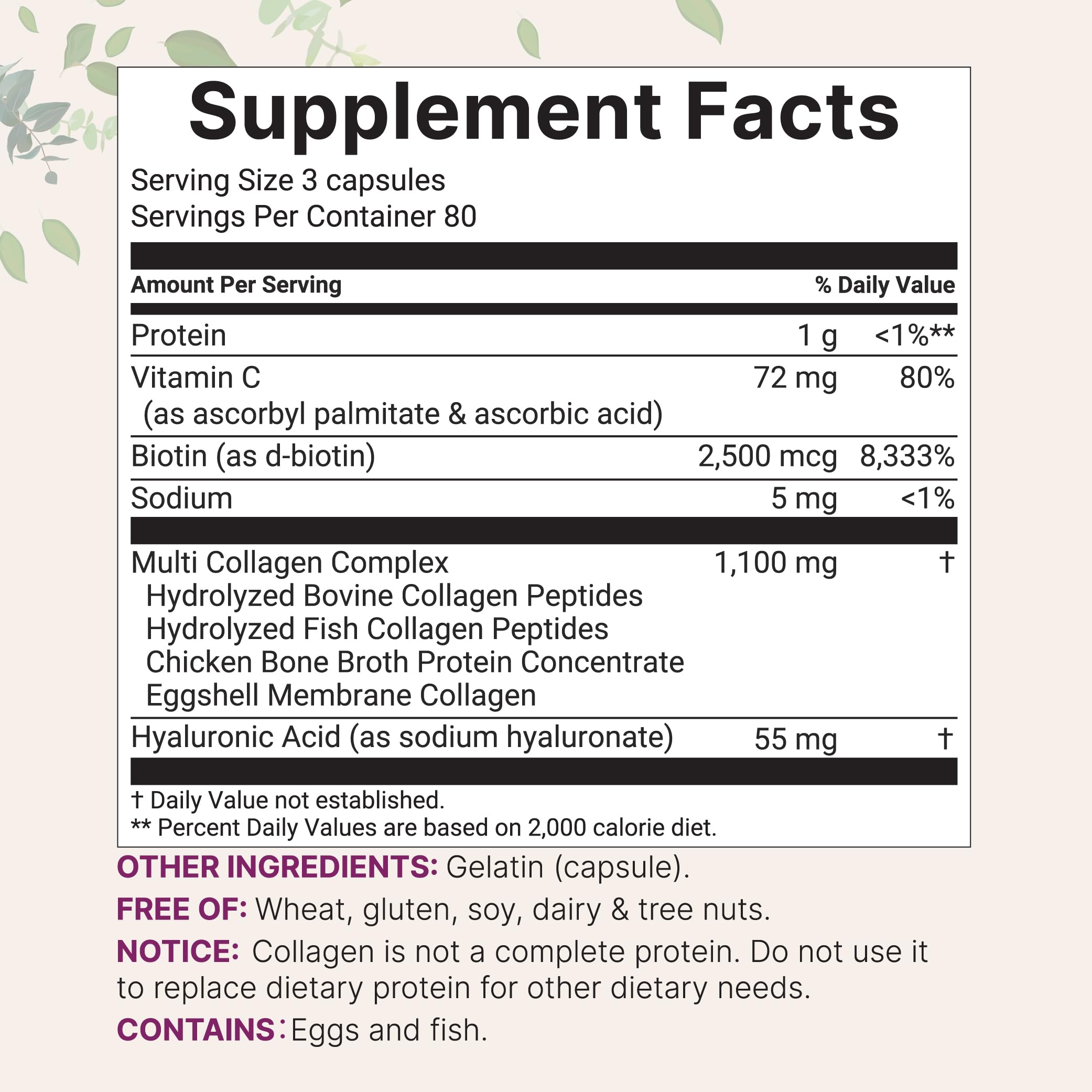Micro Ingredients Multi Collagen Peptides Pills, 240 Capsules | For Women & Men. Type I, II, III, V, X. Hydrolyzed Collagen Supplement with Biotin, Hyaluronic Acid & Vitamin C. Filler Free.