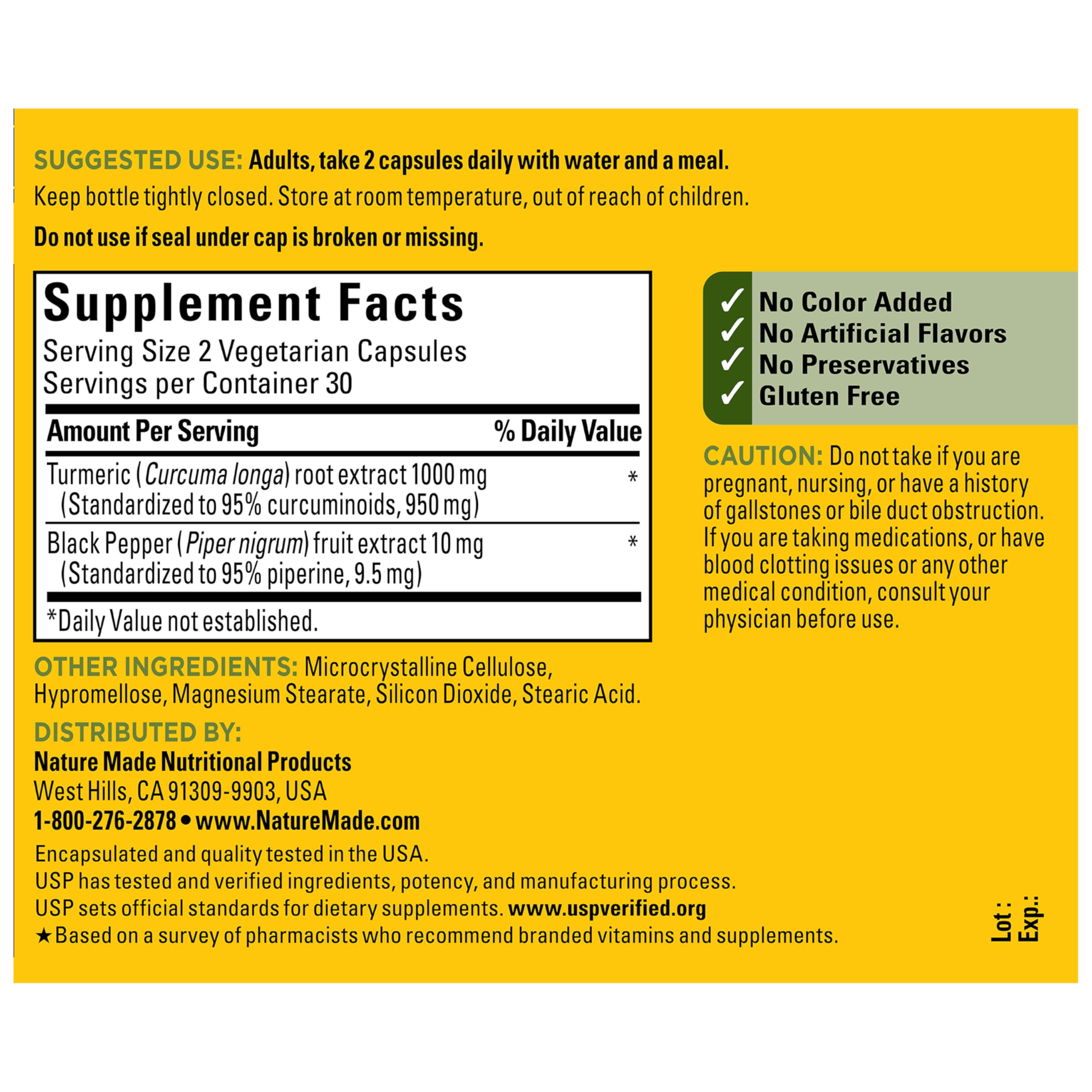 Nature Made Extra Strength Turmeric Curcumin with Black Pepper, 60 Capsules | 1000mg Turmeric Extract per serving (Standardized to 95% Curcuminoids), Supports Healthy Inflammation Response, Vegetarian