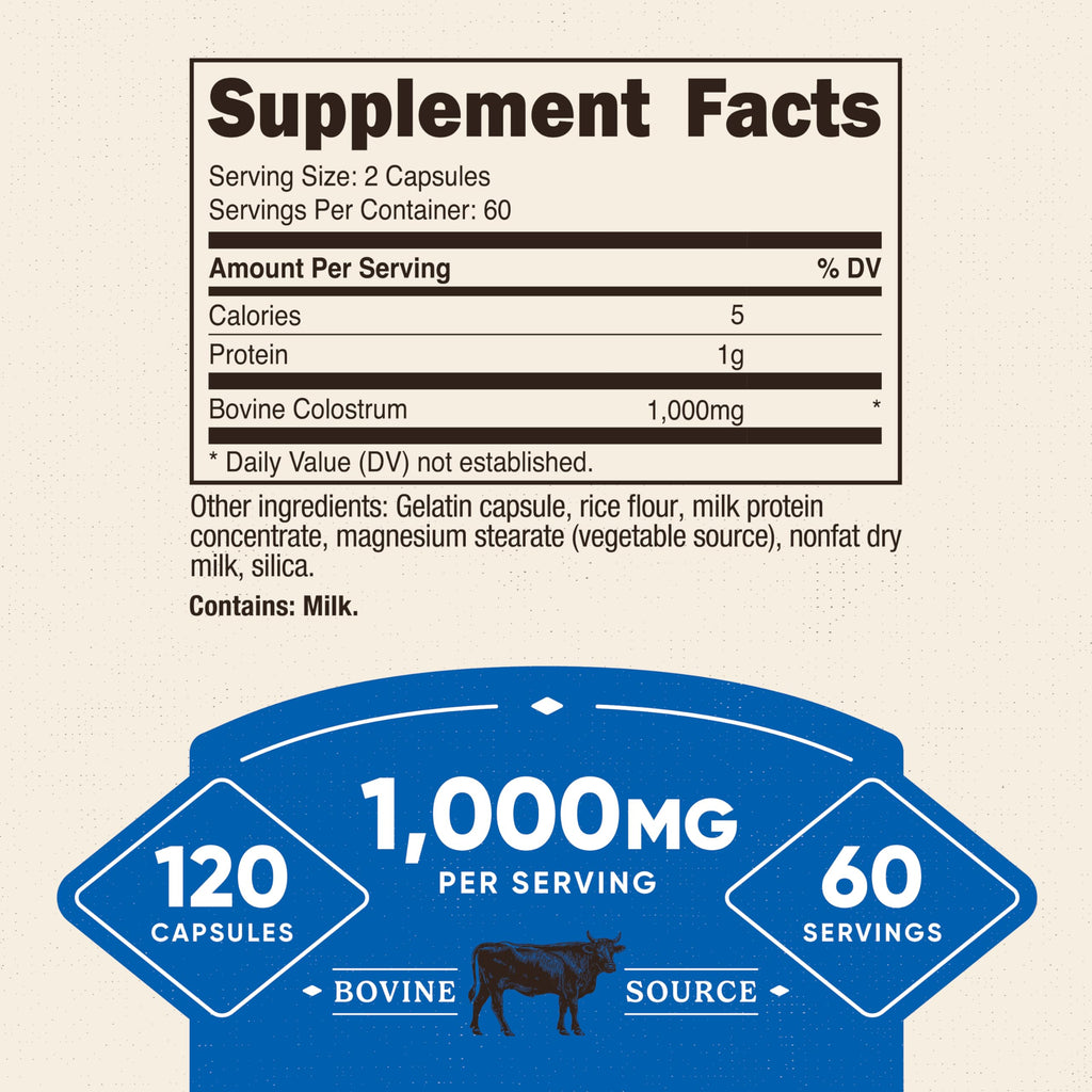 Nutricost Colostrum 500mg, 120 Caps (2 Bottles)