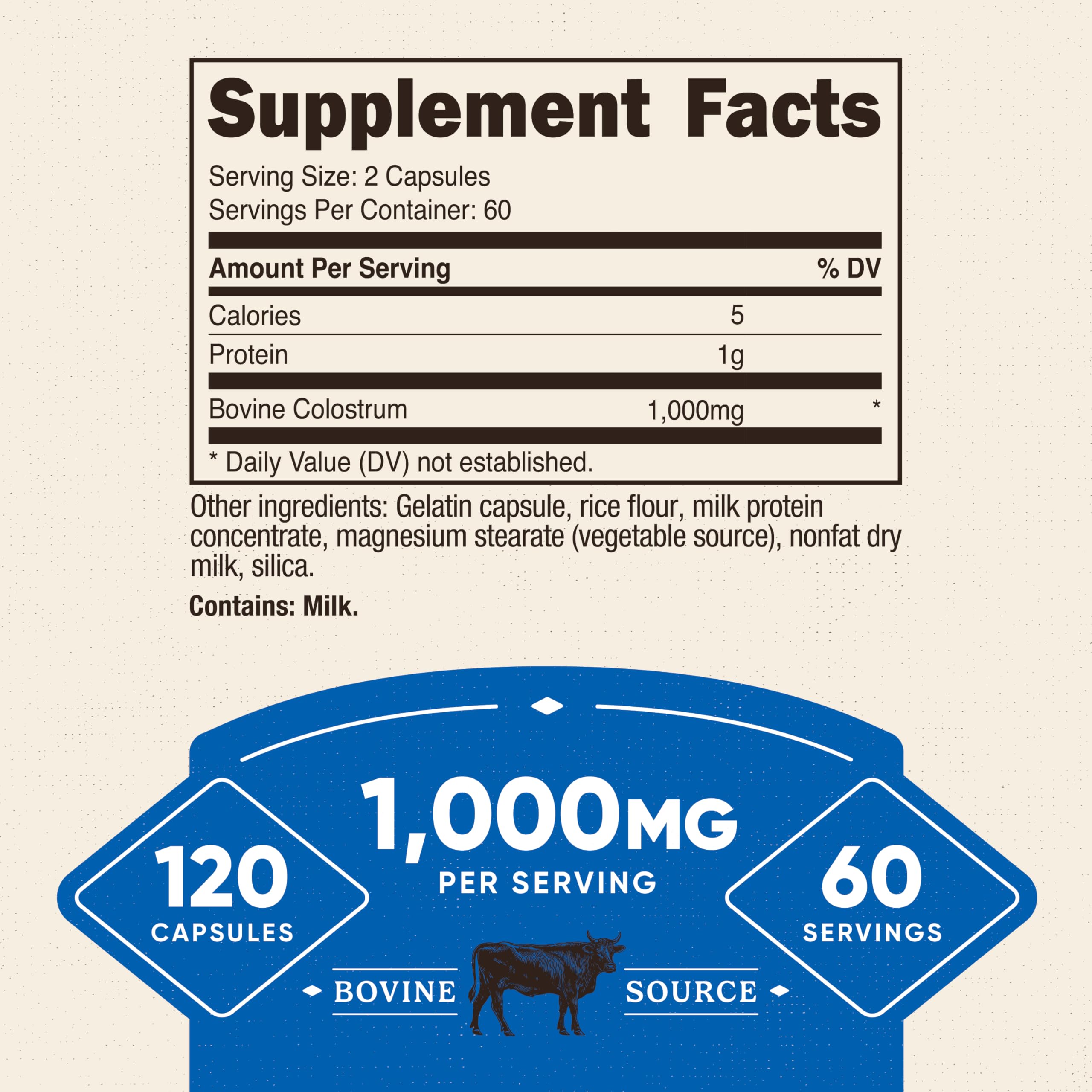 Nutricost Colostrum 500mg, 120 Caps (2 Bottles)