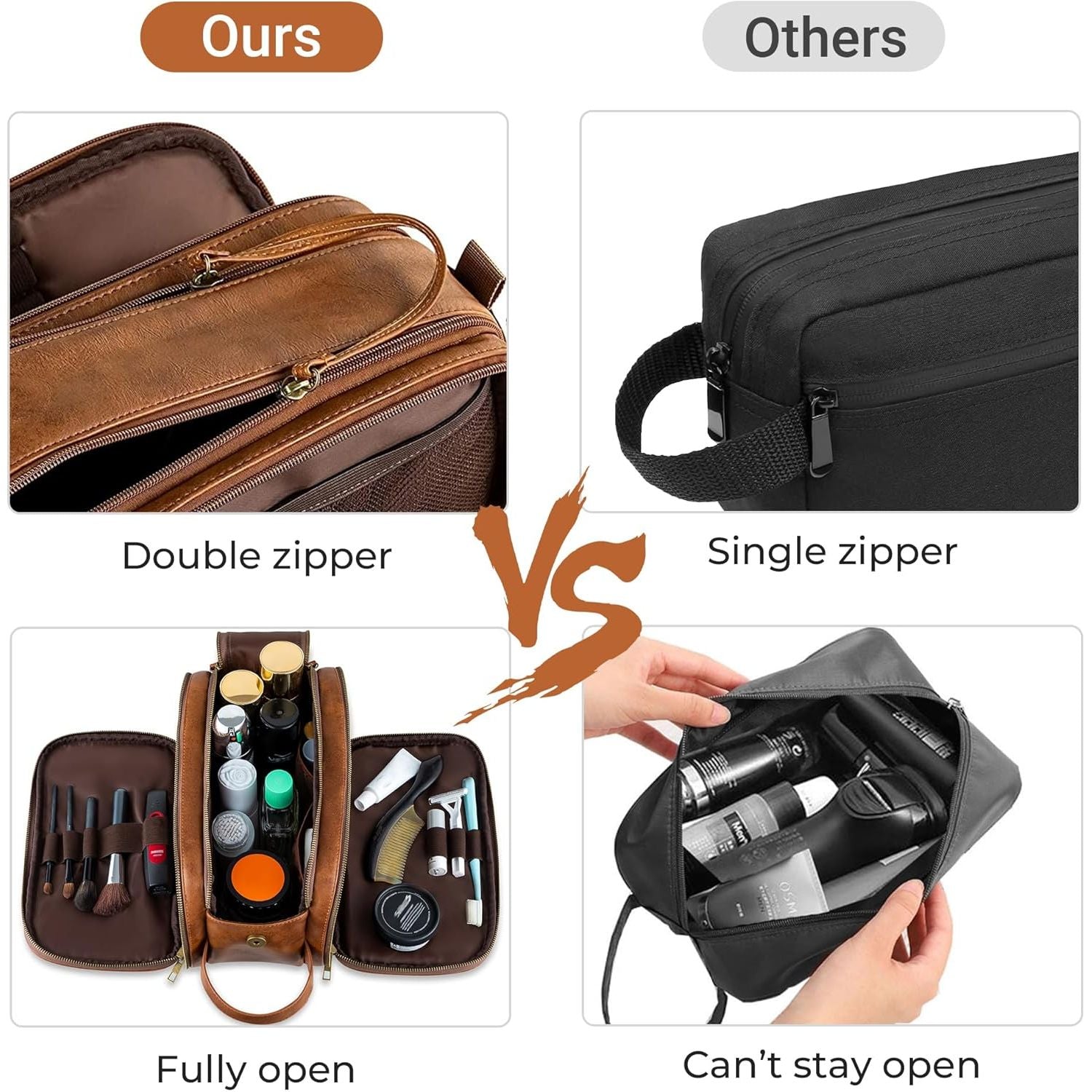 Buy now Elviros Toiletry Bag for Men, Large Travel Shaving Dopp Kit Water-resistant Bathroom Toiletries Organizer PU Leather Cosmetic Bags at indiglob india