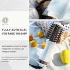 Premium imported 4-in-1 travel hair dryer with dual voltage, automatically adjusts to foreign voltage for easy use.
