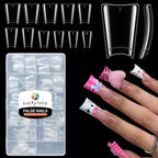 Luckyfairy Extra Short Almond Nail Tips 504pcs Soft Gel Short Nails 12 Size | Pre-Shaped Clear Press On Almond Nails, Half Matte Full Cover Short Nail Tips Acrylic, Natural Almond Shape, Nail Art DIY