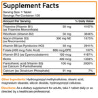 Bronson Super B Vitamin B Complex Sustained Release for Energy, 120 Tablets | B1, B2, B3, B6, Folic Acid, B12, Biotin & Pantothenic Acid, One-Tablet Formula, Non-GMO, Gluten-Free & Soy-Free