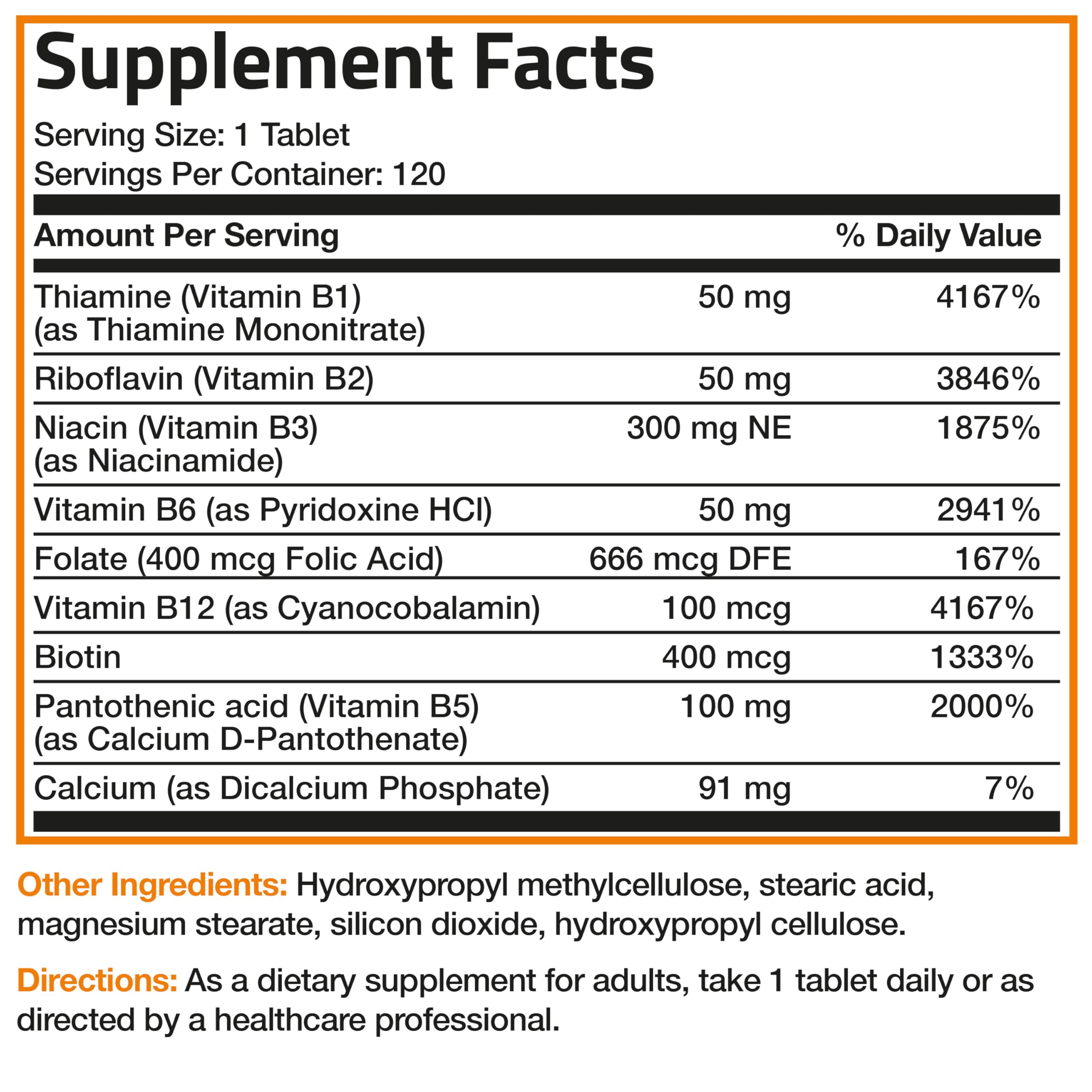 Bronson Super B Vitamin B Complex Sustained Release for Energy, 120 Tablets | B1, B2, B3, B6, Folic Acid, B12, Biotin & Pantothenic Acid, One-Tablet Formula, Non-GMO, Gluten-Free & Soy-Free
