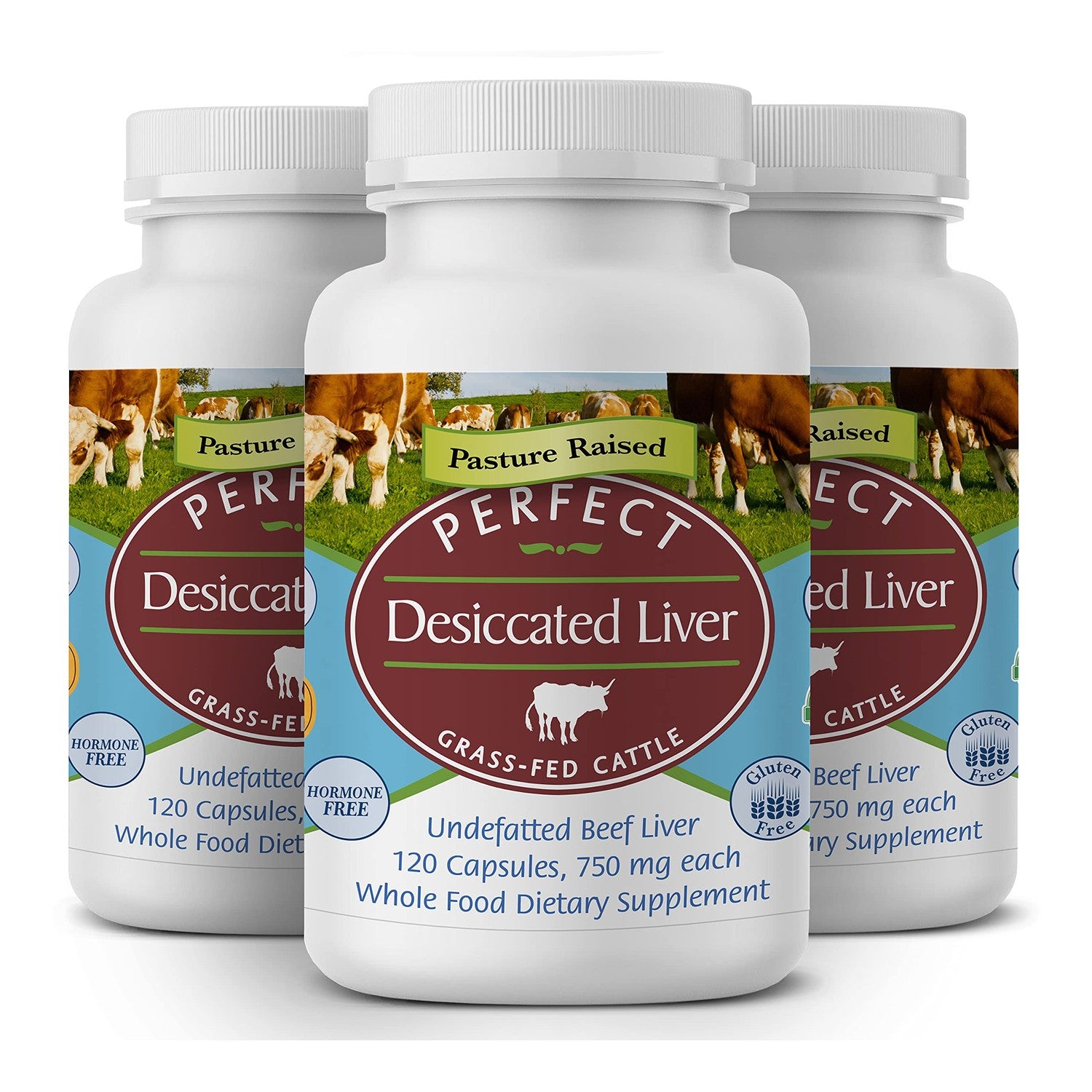 Perfect Supplements – Perfect Desiccated Liver – 120 Capsules - Undefatted Beef Liver – Natural Source of Protein, Iron, Vitamins A & B