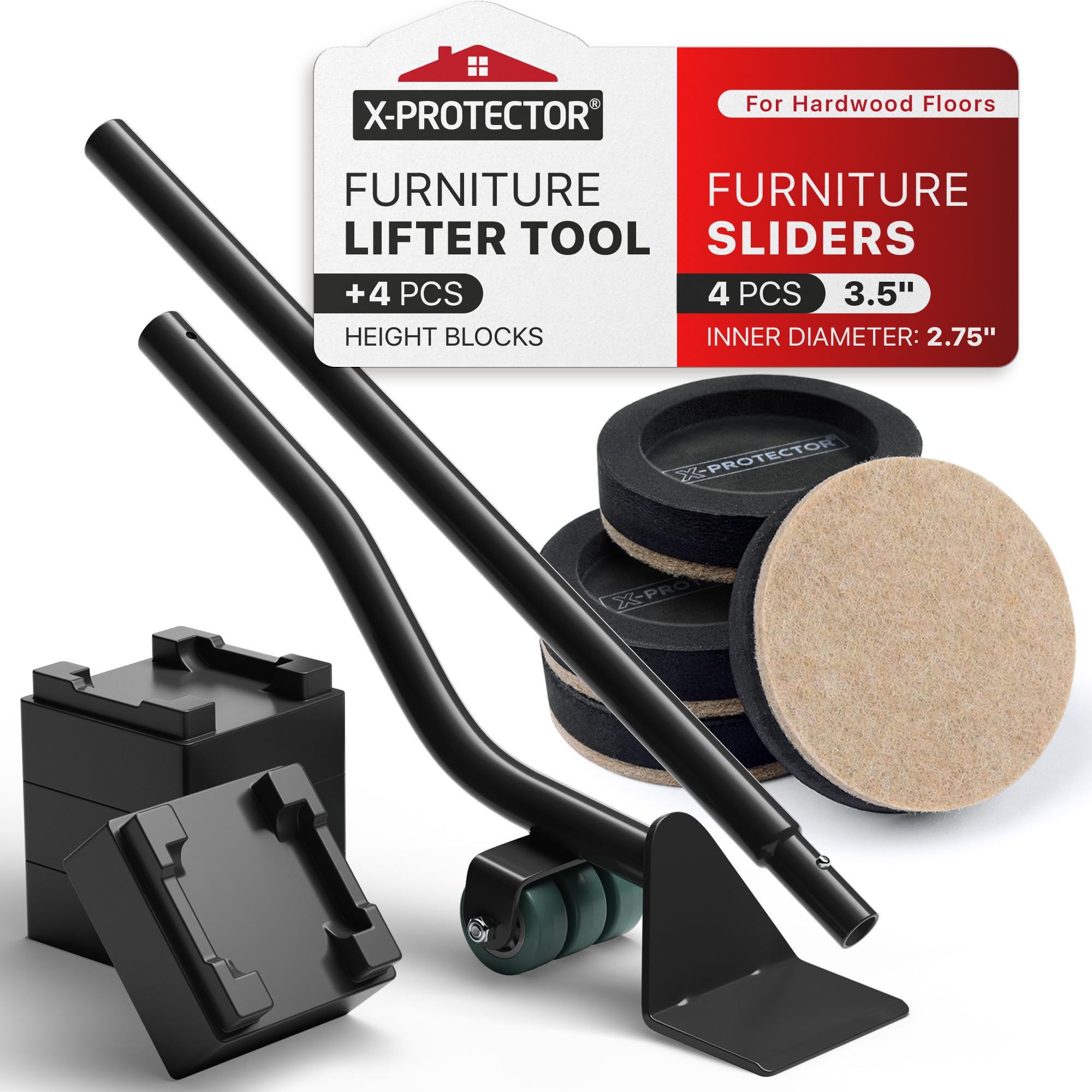 Buy now Felt Furniture Sliders Hardwood Floors X-PROTECTOR – 16 PCS 3 1/2" Furniture Sliders – Heavy Duty Felt Sliders Hard Surfaces – Move Your Furniture Easily & Safely! Lifter + 4 PCS 3 1 2 inch at indiglob india