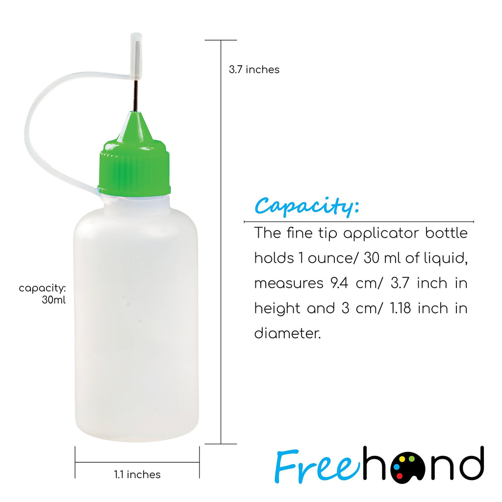 Free Hand Squeeze Bottles for Paint, 1 Oz Precision Tip Applicator Bottles, 4 Needle Tip Glue Bottles with 12 Tips for Acrylic Painting, Crafts & Masking Fluid