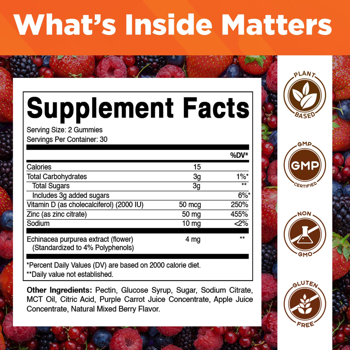 Vitamatic Zinc 50mg Gummies – 60 Vegan Gummies Gluten Free – Healthy Immune Support for Adults, Men & Women