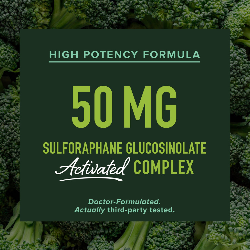 50MG Sulforaphane Supplement from Broccoli Sprouts, Doctor-Formulated | NRF2 Activation, Cellular Health & Immune Support, Glucoraphanin & Myrosinase, Third-Party Tested, 60 Broccoli Seed Beadlets