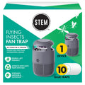 STEM Flying Insect Fan Trap for Indoor Bug Control, Attracts Mosquitoes, Fruit Flies, and House Flies, Plug-in Fan with UV Light, Starter Kit Includes 1 Device and 10 Glue Traps