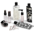 Buy now Kitsch 11 PCS Travel Bottles for Toiletries â€“ Travel Essentials Kit for Shampoo, Conditioner, Lotion & More - TSA Approved Travel Bottles, Leak-Proof Refillable Travel Size Containers - Black & Ivory at indiglob india
