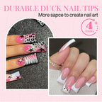 Luckyfairy Half Cover Duck Nail Tips 504 Pcs Duck Press on Nails Clear Soft Gel Short Duck Nail Tips 11 Sizes Wide French False Nails for Acrylic Nails Professional for Y2K Art Salon