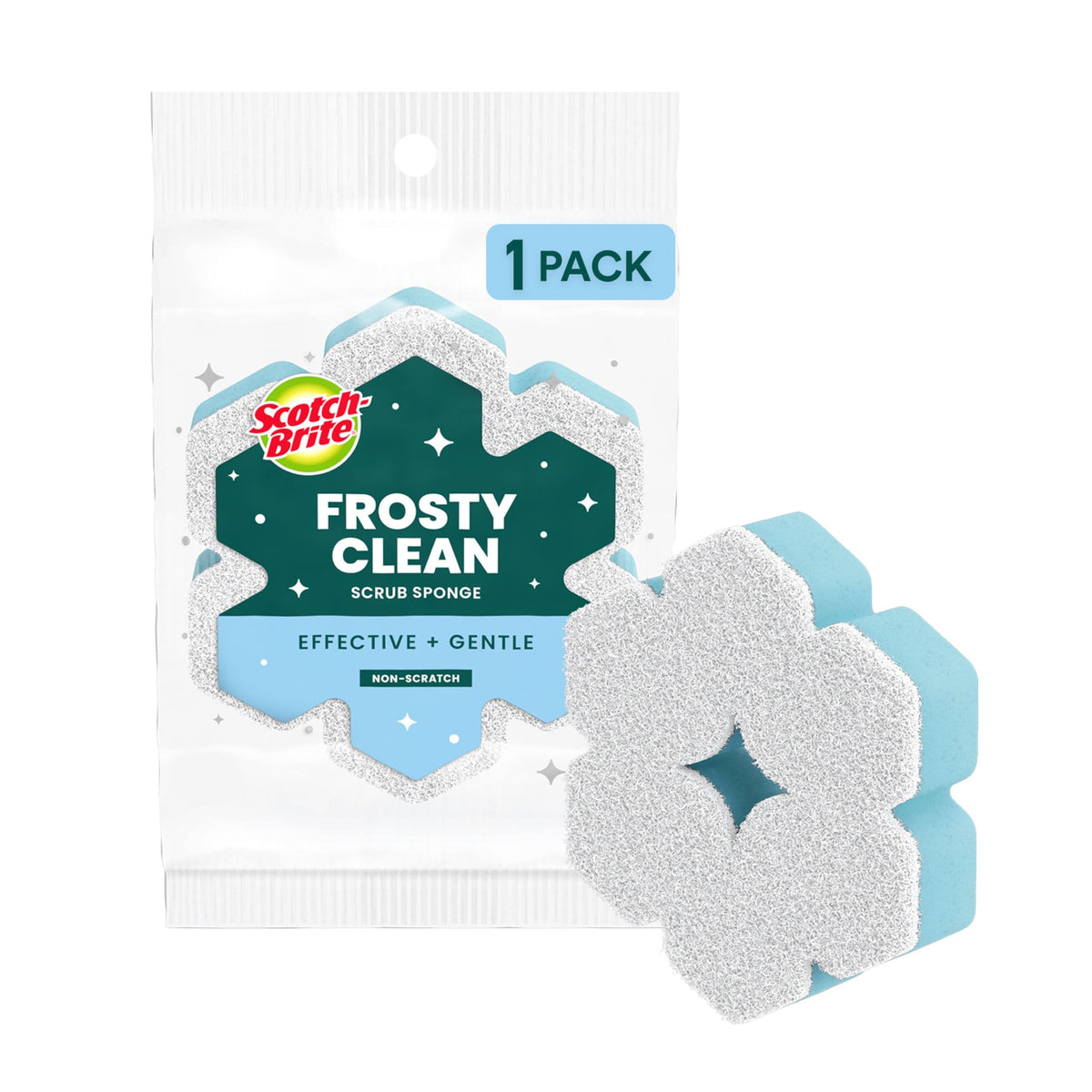 Scotch-Brite Snowflake Non Scratch Scrub Sponge for Cleaning, 1 Pack