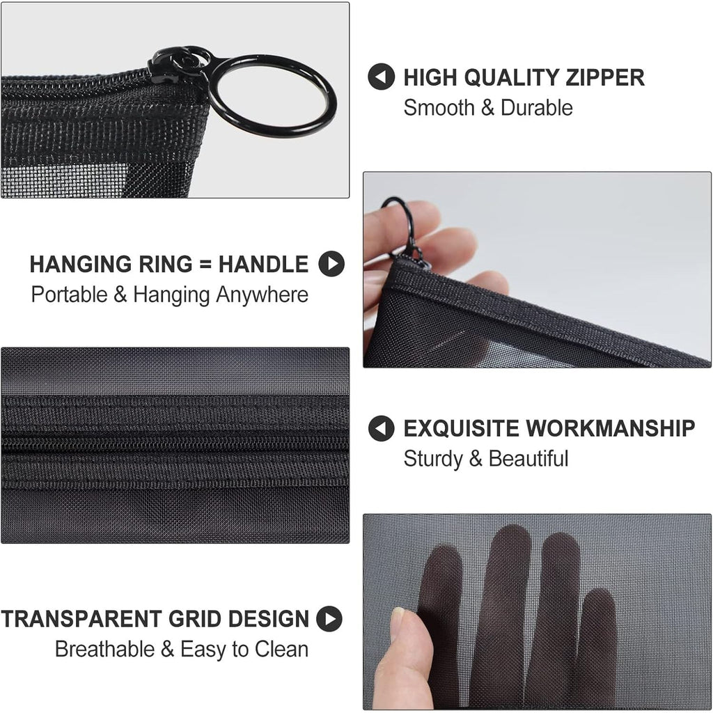 Buy now Aosbos 3-Pack Mesh Cosmetic Bag Set - Travel/On-The-Go Makeup Storage, Zipper Closure Small Pouch at indiglob india