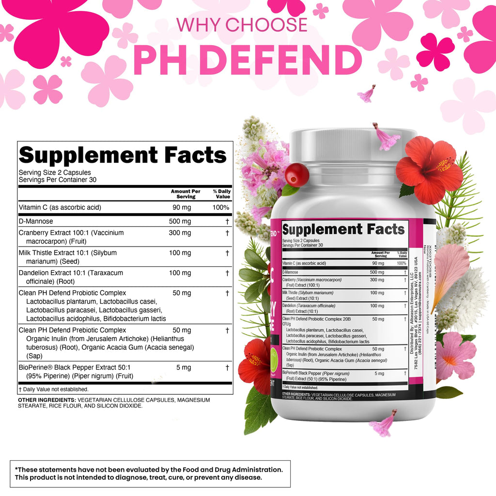 Clean Nutraceuticals Vaginal Probiotics for Women with Cranberry, D-Mannose, Prebiotics, pH Balance Support, Feminine Health, Urinary Tract Cleanse – Capsule Alternative to Gummies – 60 Count
