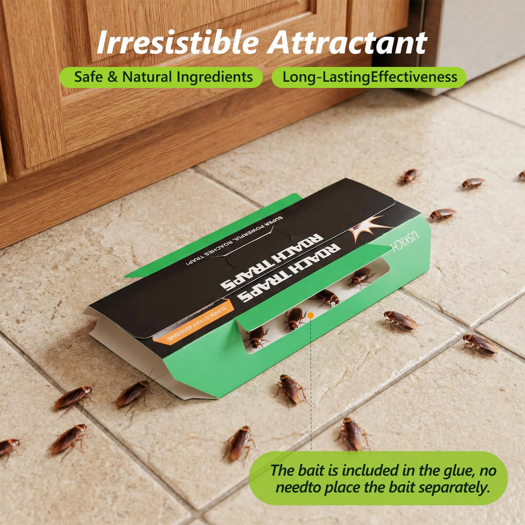 USKICH 40-Pack Roach Traps Indoor, Sticky Cockroach Trap, Glue Roach Traps, Roach Motel, Glue Traps for Roaches, Kid & Pet Friendly (Upgrade Recipe)