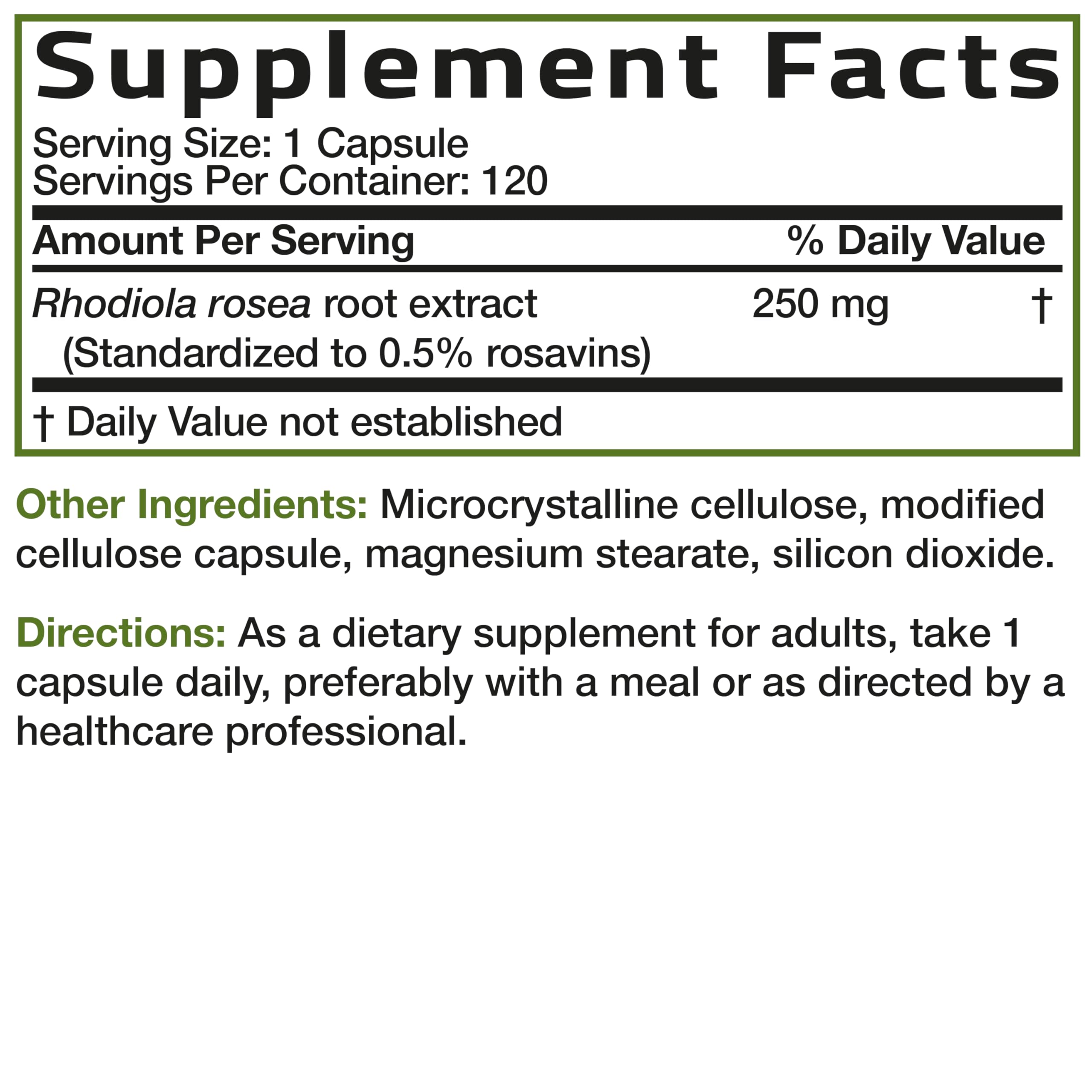 Bronson Rhodiola Rosea Adaptogen for Stress, Mood & Energy, 120 Capsules | Brain Health Support, Vegetarian, Non-GMO, Gluten-Free & Soy-Free