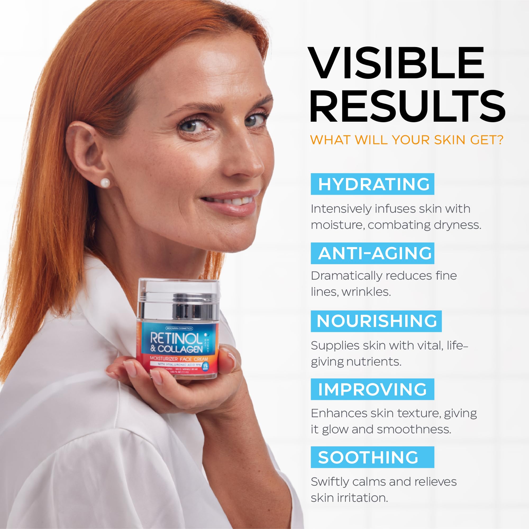 Buy now Retinol Cream for Face with Hyaluronic Acid, Day-Night Anti-Aging Moisturizer for Women, Men, Collagen Cream for Face Reduces Wrinkles, Dryness, 1.85 Oz at indiglob india