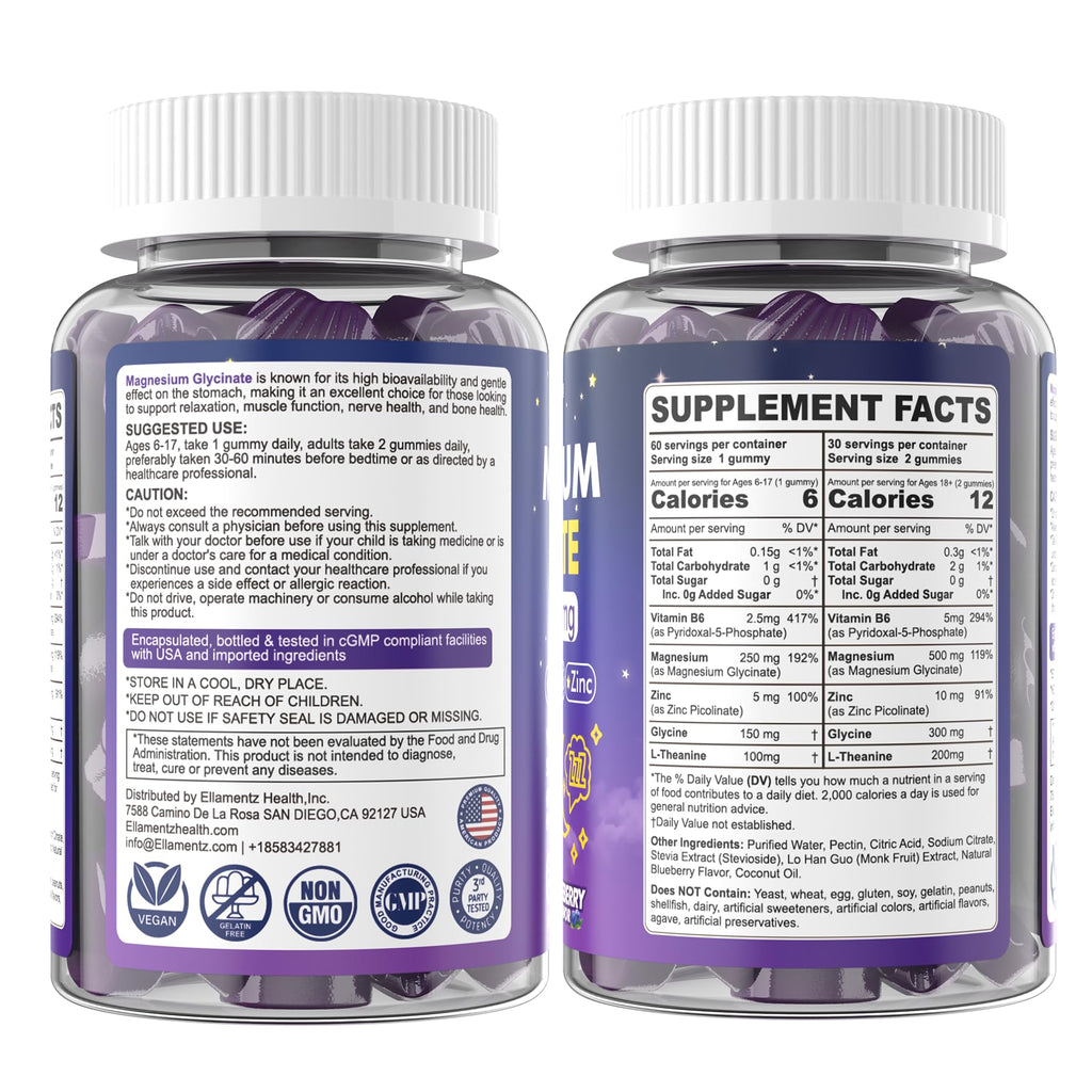 Magnesium Glycinate Gummies 500mg for Adults & Kids, High Absorption, 120Ct | Sugar Free Magnesium Calm Sleep Aid, Kids Sleep Gummies w/ Glycine L-Theanine B6 for Sleep, Calm, Muscle, Relax, No Melatonin