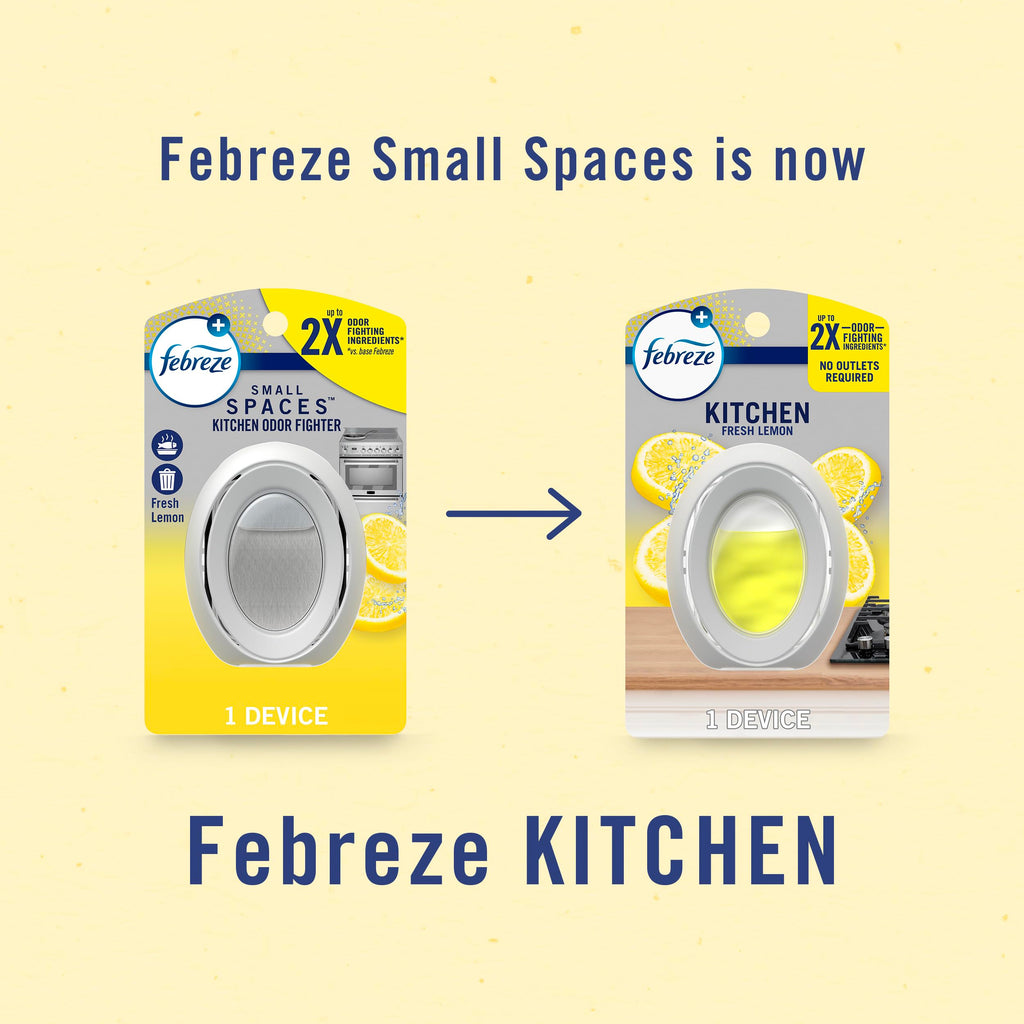 Febreze Kitchen Air Freshener, Odor-Fighting, Plug In Alternative, Air Fresheners for Home and Bathroom and Kitchen, Closet Air Fresheners, Fresh Lemon Scent, 6 Count