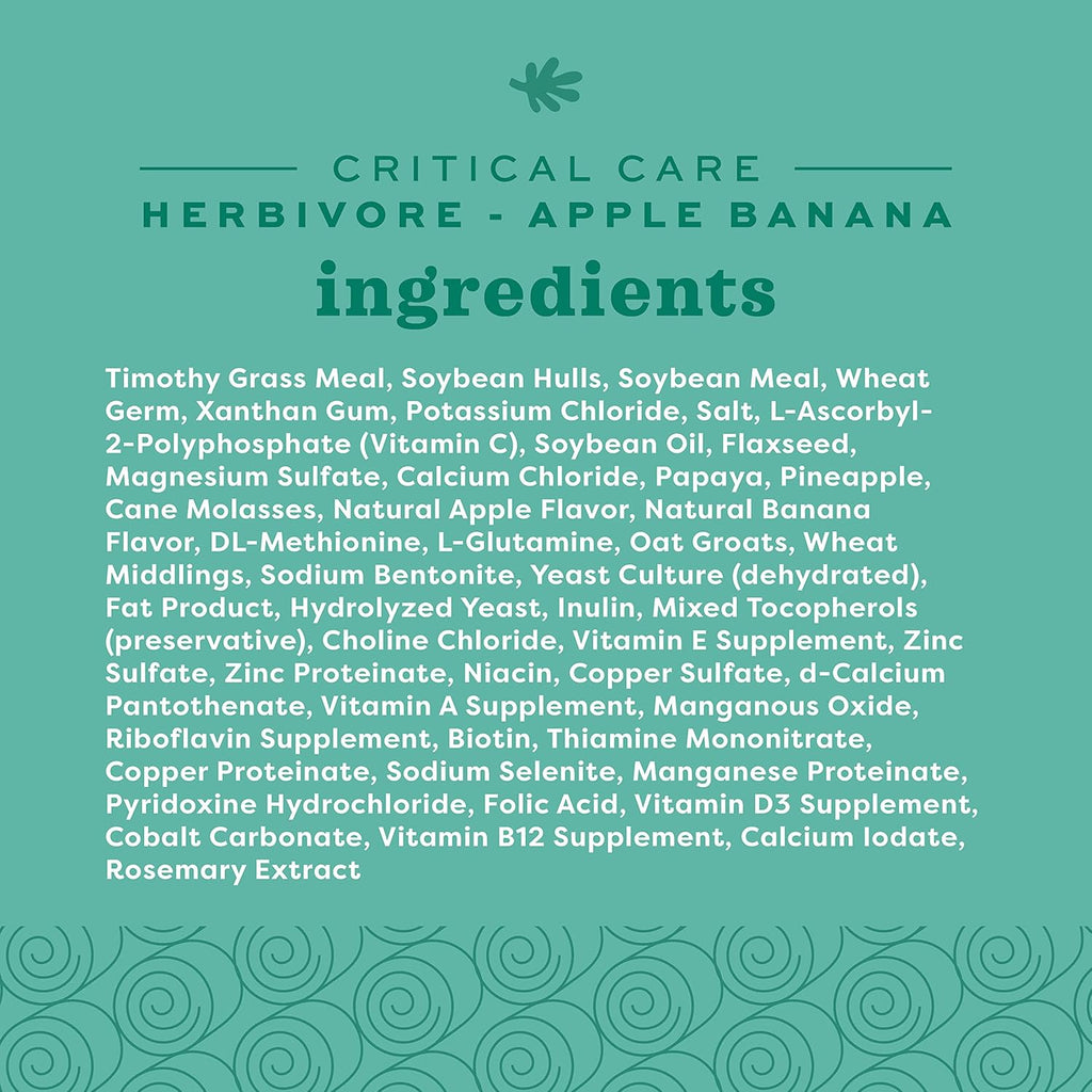 Buy now Oxbow Critical Care Herbivore, Emergency Guinea Pig Food, Rabbit Food for Recovery, Natural Apple Banana Flavor, Veterinary Formula, Critical Care for Guinea Pig Emergency Kit, Made in USA, 141 Grams at indiglob india