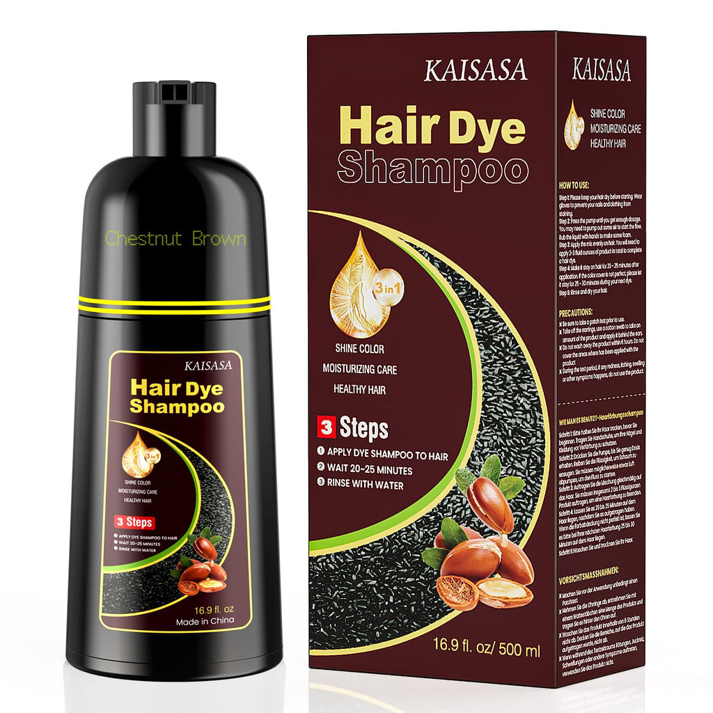 KAISASA Black Hair Dye Shampoo 3 in 1,Hair Color Shampoo for Women and Men | Hair Dye Shampoo Covers Gray Hair
