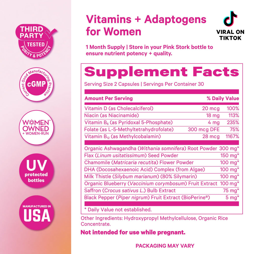 Pink Stork Cortisol Complex for Women, 60 Capsules