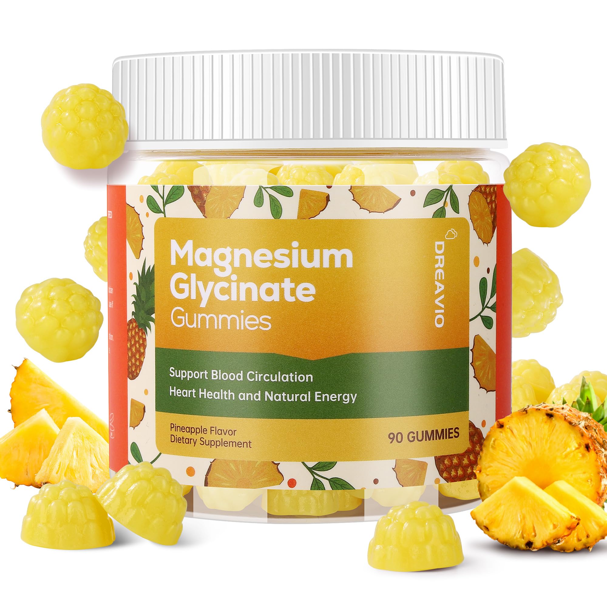 DREAVIO 600mg Magnesium Glycinate Gummies, Sugar Free, 90 Count | Provides 100mg Elemental Magnesium from Magnesium Glycinate & Citrate, with Zinc & Ashwagandha, Cherry Flavor Vegan Gummies