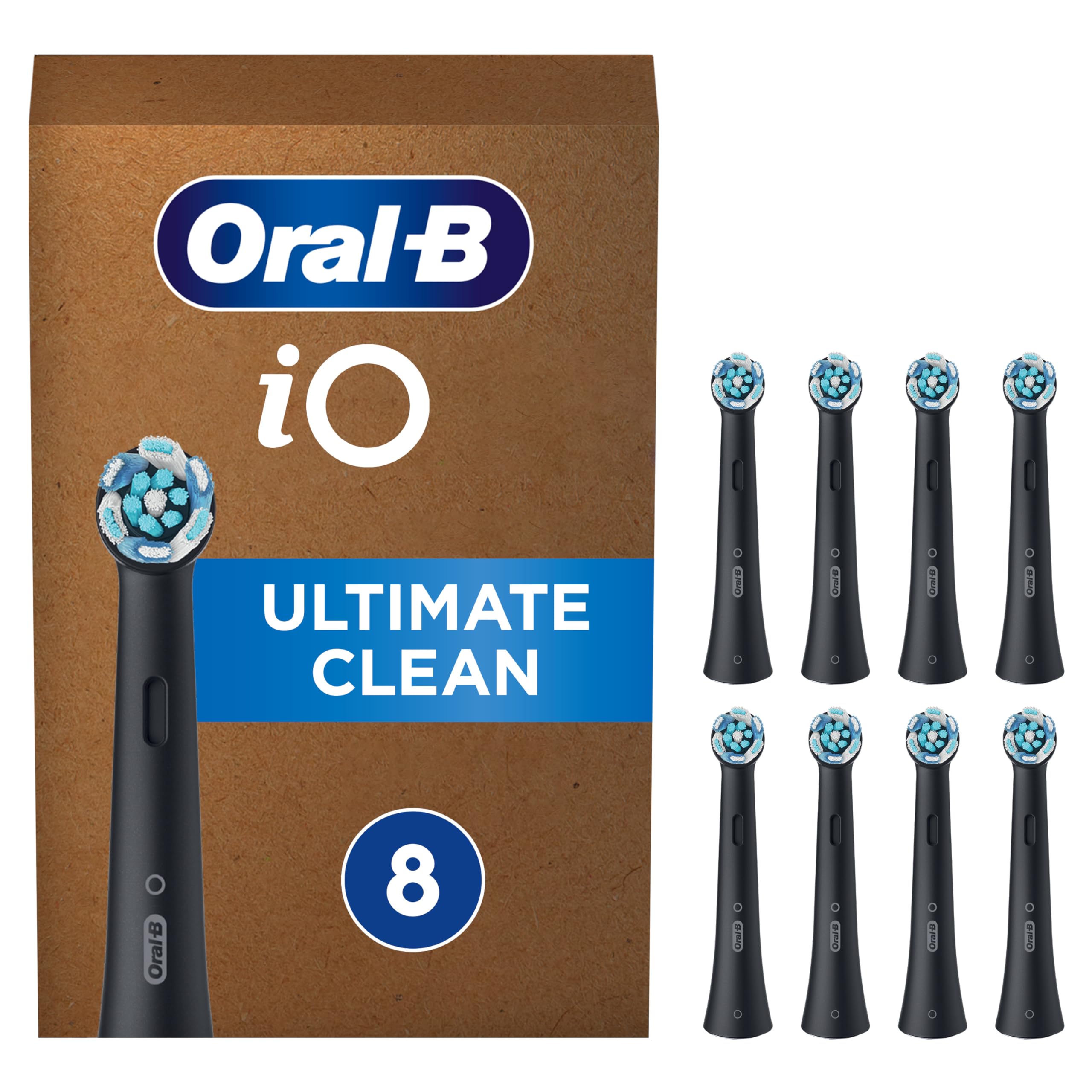 Buy now Oral-B iO Ultimate Cleaning Electric Toothbrush Heads, 8 Pieces, Ultimate Tooth Cleaning, Toothbrush Attachment for Oral-B Toothbrushes, Letterbox Enabled Packaging, Black at indiglob india