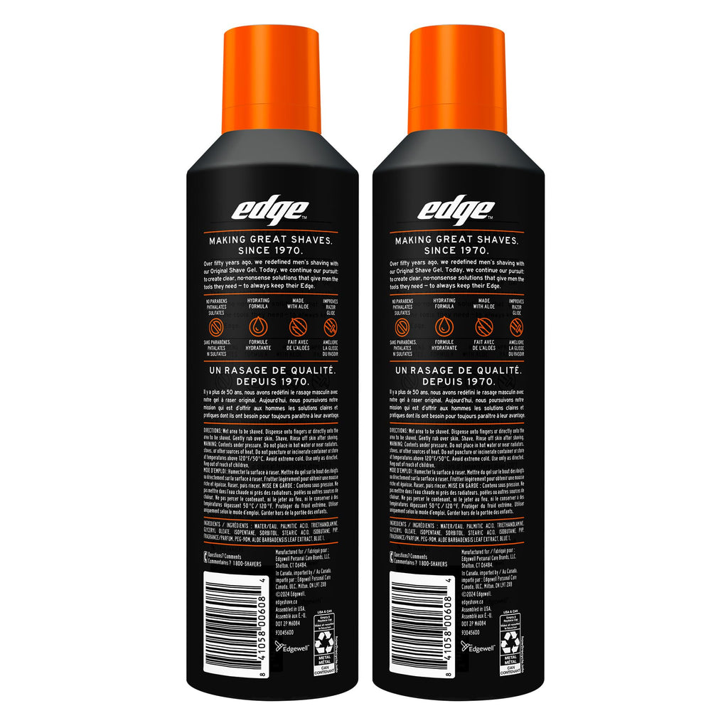 Edge Shaving Gel for Men, Sensitive Skin, 9.5 oz (2 Pack) | Sensitive skin shaving cream gel, Reduces irritation, Aloe-enriched formula, Lubricates for razors, Moisturizing glide