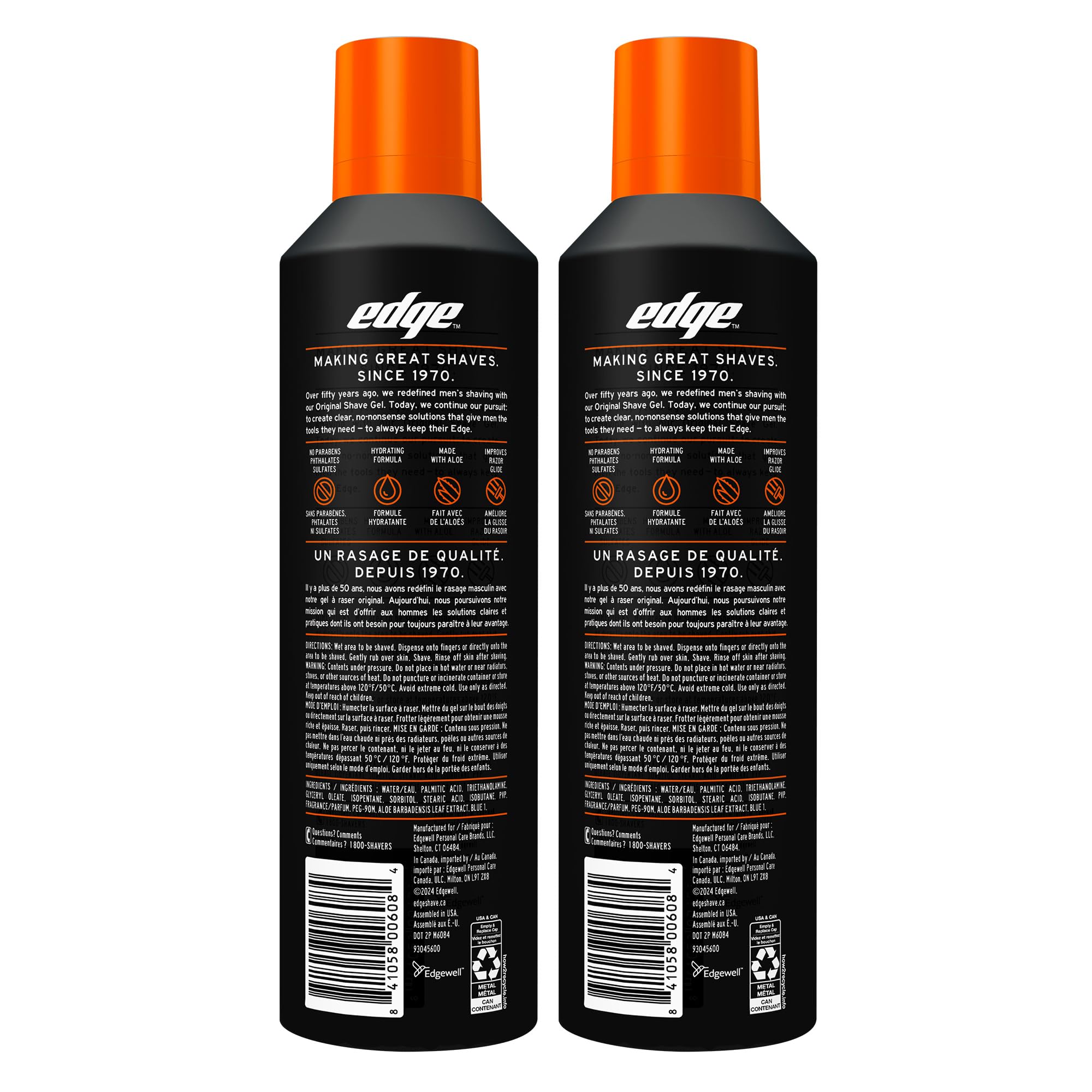 Edge Shaving Gel for Men, Sensitive Skin, 9.5 oz (2 Pack) | Sensitive skin shaving cream gel, Reduces irritation, Aloe-enriched formula, Lubricates for razors, Moisturizing glide