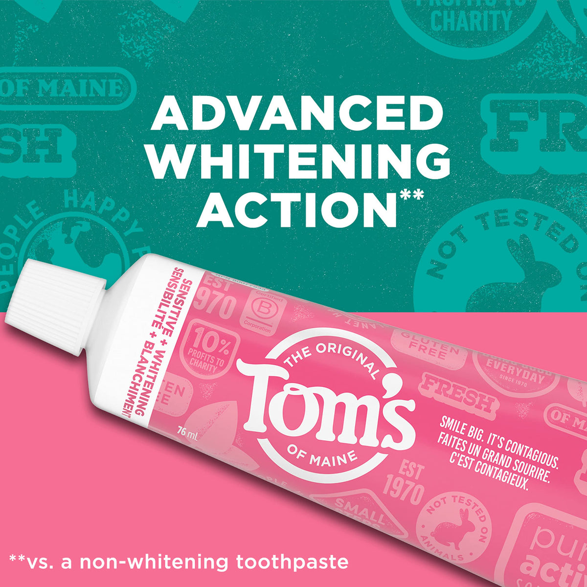 Tom's of Maine Sensitive and Whitening Toothpaste, Mint, 3 Pack, 4 oz
