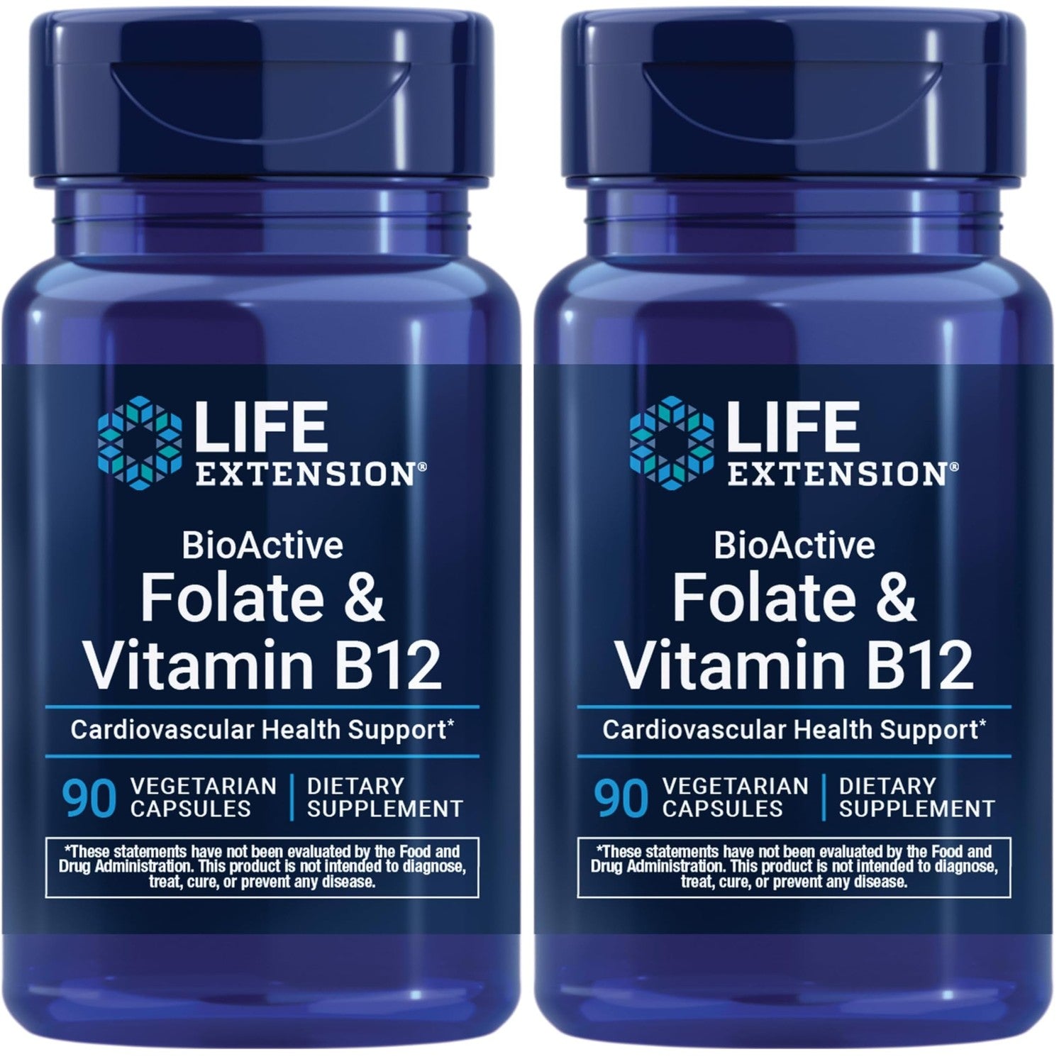 Life Extension BioActive Folate & Vitamin B12, Promotes Heart, Brain & GI Tract Health, Non-GMO, Gluten-Free, Vegetarian, 90 Capsules | BioActive Folate & Vitamin B12 Promotes Heart, Brain & GI Tract Health, Non-GMO, Gluten-Free & Vegetarian