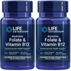 Life Extension BioActive Folate & Vitamin B12, Promotes Heart, Brain & GI Tract Health, Non-GMO, Gluten-Free, Vegetarian, 90 Capsules | BioActive Folate & Vitamin B12 Promotes Heart, Brain & GI Tract Health, Non-GMO, Gluten-Free & Vegetarian