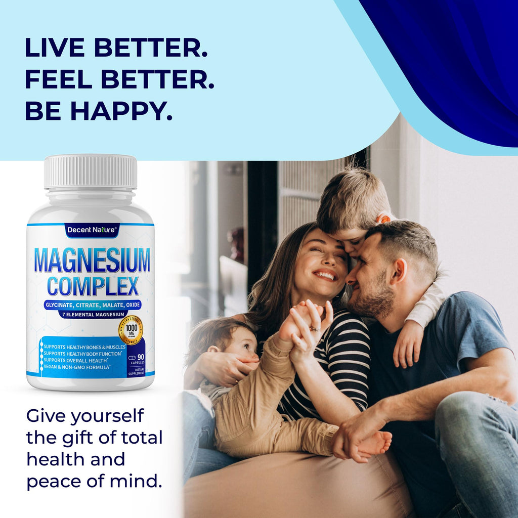 Magnesium Complex 7 Elemental Magnesium Supplement 1000mg – Magnesium Glycinate, Citrate, Malate, Taurate, Oxide, Aspartate, Orotate Non-GMO 90 Capsules (Pack of 1)