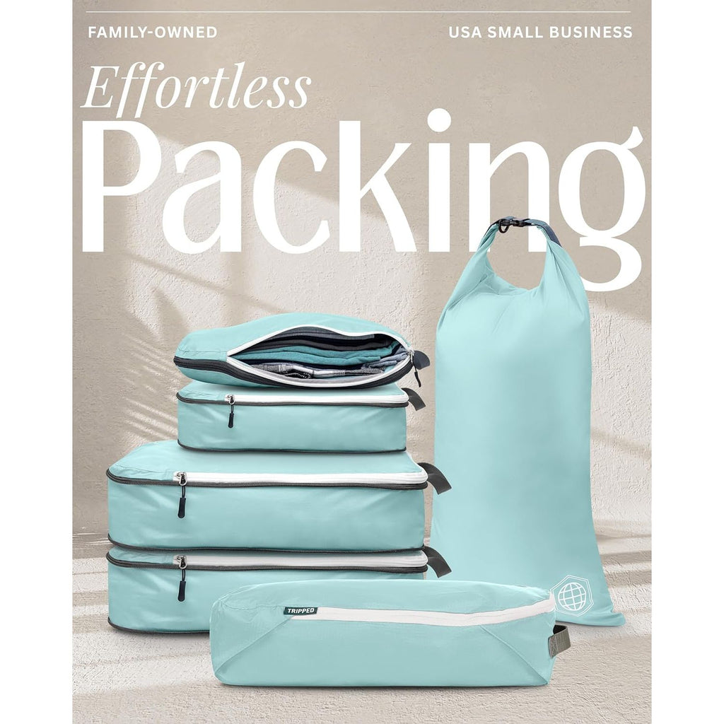 Buy now Compression Packing Cubes Set for Travel - Lightweight, Durable Clothes Organizer for Carry-On Luggage and Suitcases by TRIPPED Travel Gear at indiglob india